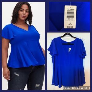 Torrid Electric Blue Peplum Blouse Size 1 NWT